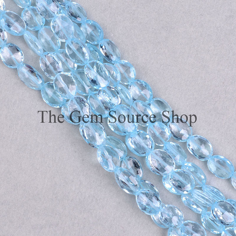 Sky Blue Topaz Beads, Sky Blue Topaz Oval Shape Beads, Sky Blue Topaz Faceted Beads, Sky Blue Topaz Gemstone Beads