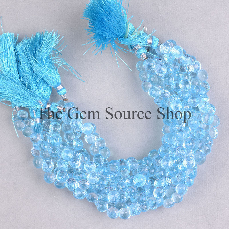 Sky Blue Topaz Onion Shape Beads, Briolette Onion Beads, Loose Beads For Making Jewelry