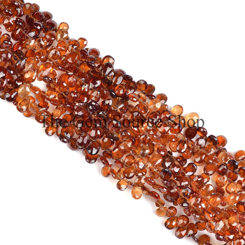 Spessartine Garnet Beads, Spessartine Garnet Faceted Beads, Spessartine Garnet Pear Shape Beads, Spessartine Garnet Gemstone Beads