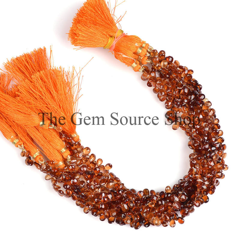 Spessartine Garnet Beads, Spessartine Garnet Faceted Beads, Spessartine Garnet Pear Shape Beads, Spessartine Garnet Gemstone Beads