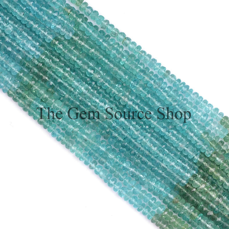 Apatite Faceted Rondelle Beads, Loose Apatite Beads For Making Jewelry, Faceted Rondelle Beads
