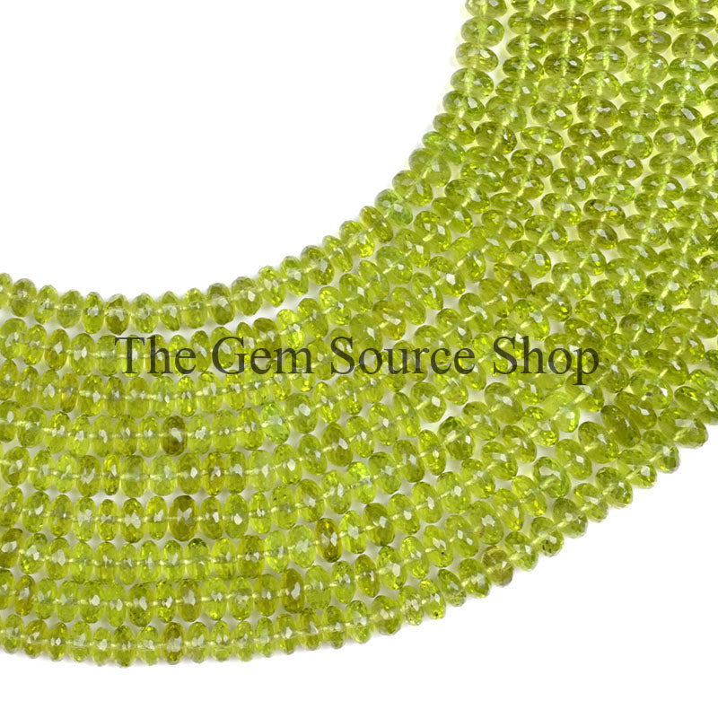 Mother's Day Gift, Natural Peridot Beaded Necklace, Peridot Gemstone Jewelry, Faceted Rondelle Necklace