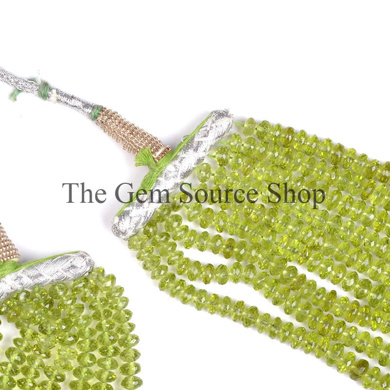 Mother's Day Gift, Natural Peridot Beaded Necklace, Peridot Gemstone Jewelry, Faceted Rondelle Necklace