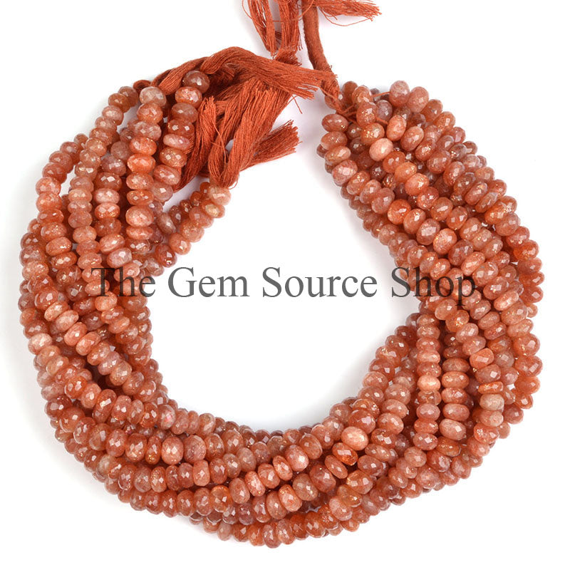 Sunstone Beads, Sunstone Rondelle Beads, Sunstone Faceted Beads, Sunstone Gemstone Beads