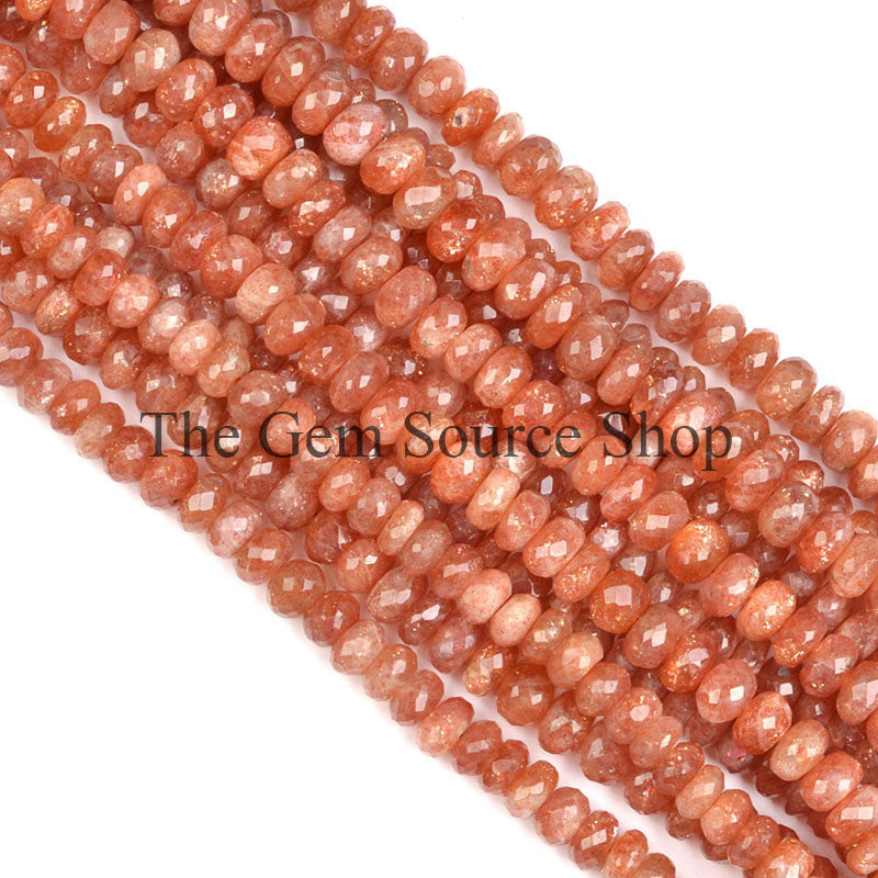 Sunstone Beads, Sunstone Rondelle Beads, Sunstone Faceted Beads, Sunstone Gemstone Beads