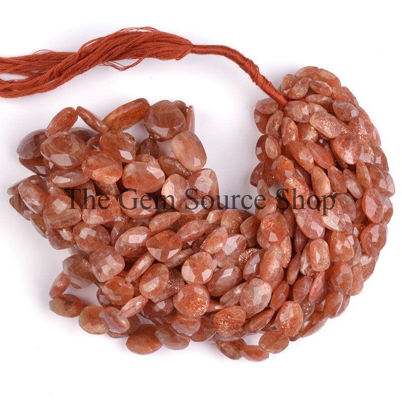 Sunstone Beads, Sunstone Flat Nugget Shape Beads, Sunstone Faceted Beads, Sunstone Gemstone Beads