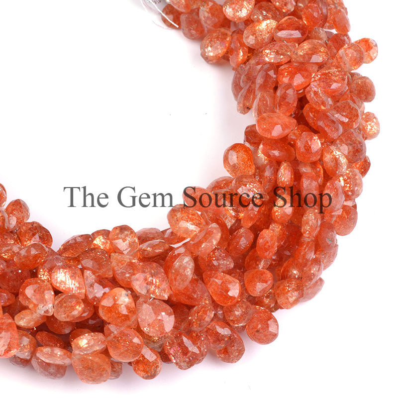 Sunstone Pear Shape Beads