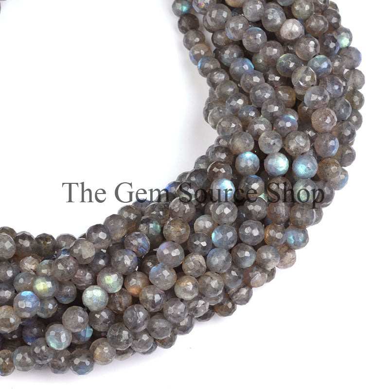 6-7 mm Labradorite Briolette Balls, Labradorite Faceted Round Beads, Loose Beads For Jewelry Crafts