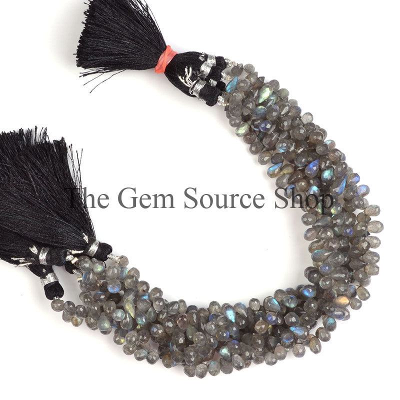 Labradorite Briolette Drops Beads, Labradorite Faceted Teardrops Beads, Gemstone Beads