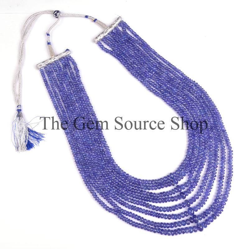 Tanzanite Jewelry, Tanzanite Faceted Rondelles, Tanzanite Beaded Necklace, Gift For Her