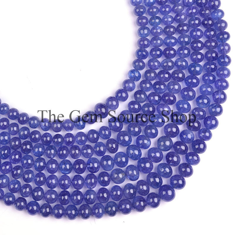 7 Lines Tanzanite Beads Necklace, Tanzanite Smooth Beads Necklace, Tanzanite Gemstone Necklace