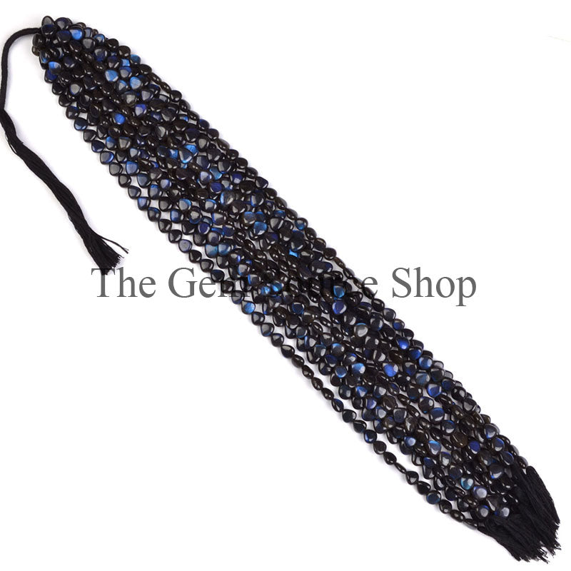 Labradorite Smooth Beads, Labradorite Plain Heart Beads, Straight Drill Heart Beads, Gemstone Beads