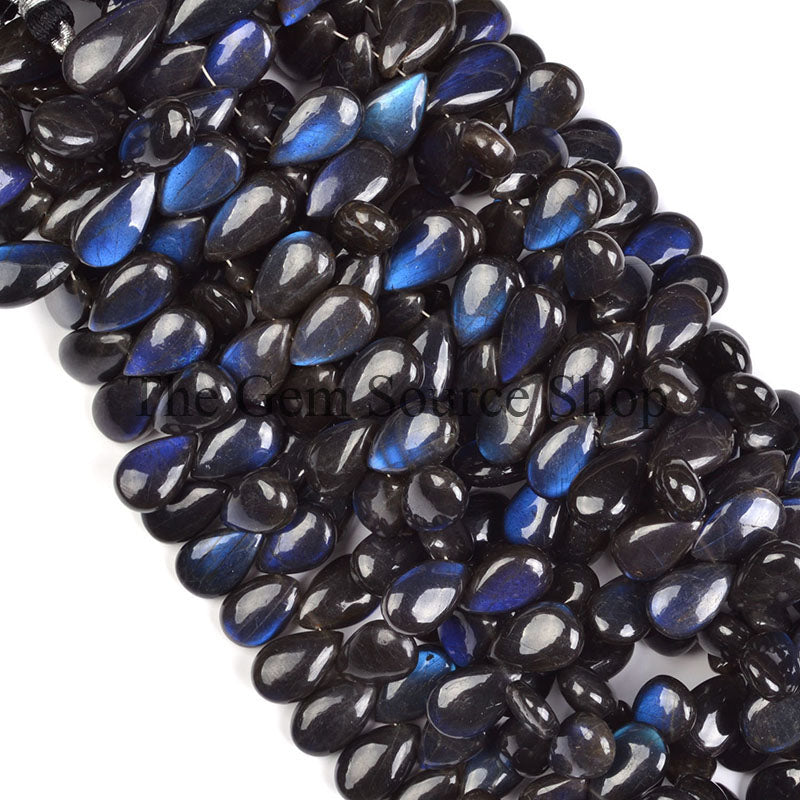 Labradorite Beads, Smooth Labradorite Beads, Plain Pear Shape Beads, Labradorite Gemstone Beads