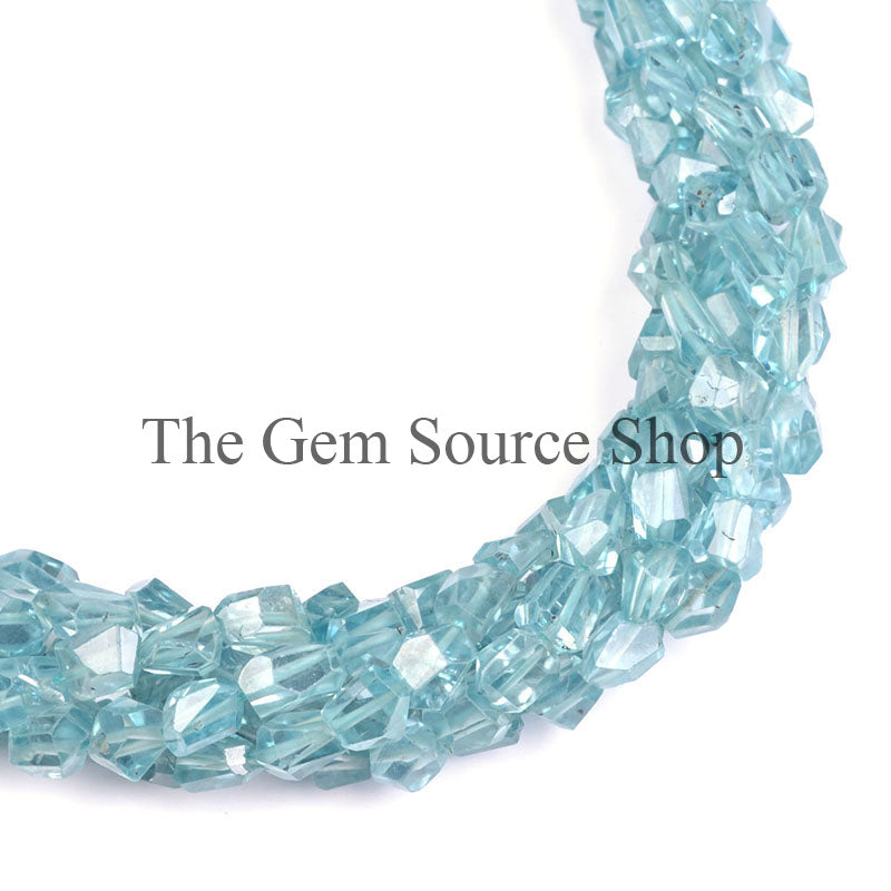Blue Zircon Nugget Beads, Faceted Nugget Beads, Blue Zircon Gemstone Beads, Wholesale Beads