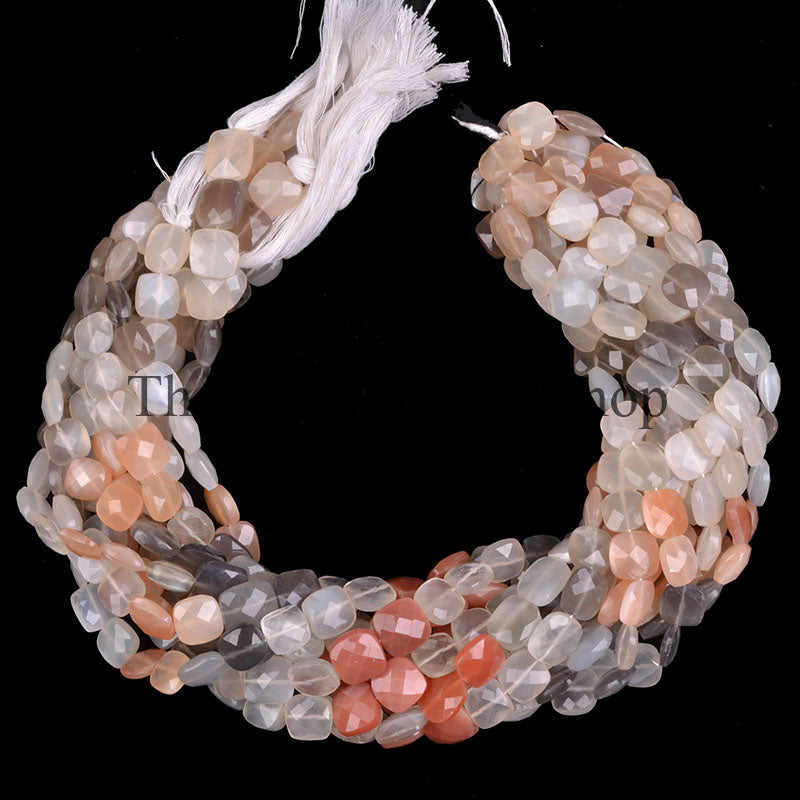 Multi Moonstone Beads, Multi Moonstone Faceted Beads, Cushion Shape Beads, Gemstone Beads