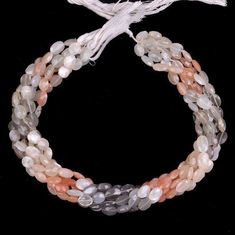 Multi Moonstone Beads, Faceted Oval Beads, Multi Moonstone Faceted Beads, Gemstone Beads