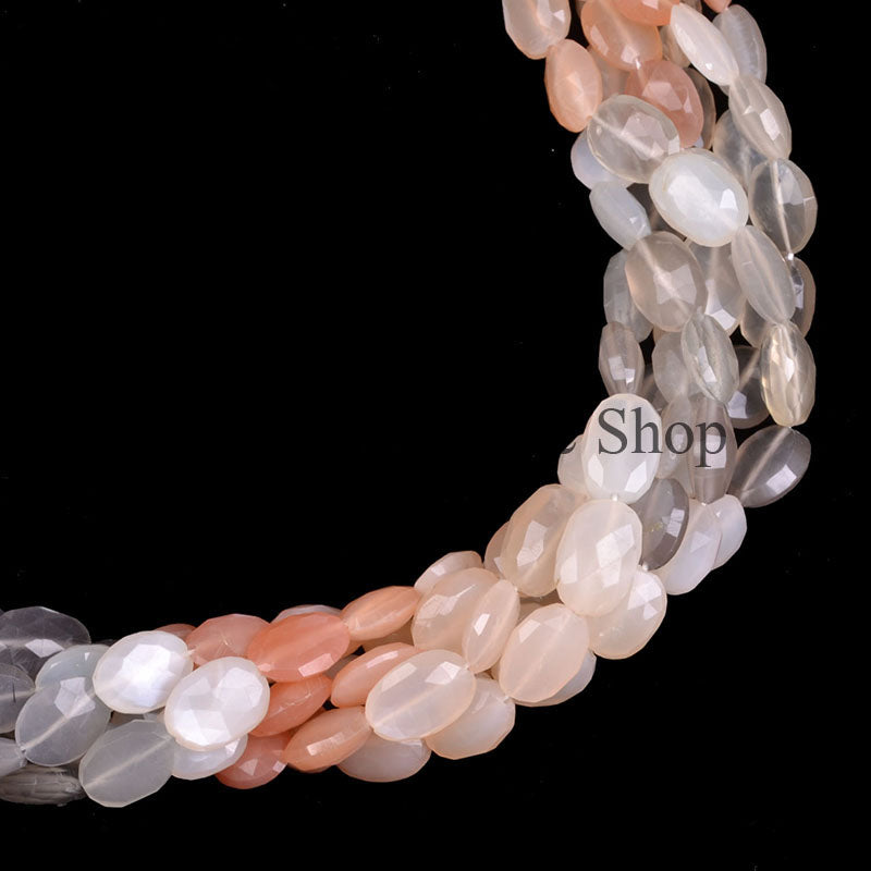 Multi Moonstone Beads, Faceted Oval Beads, Multi Moonstone Faceted Beads, Gemstone Beads