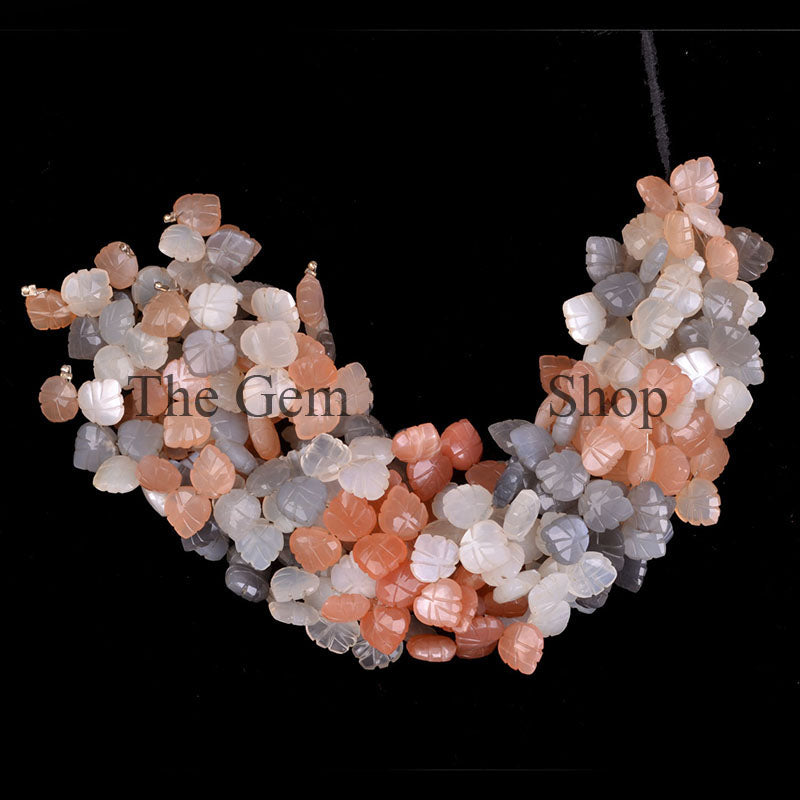Multi Moonstone Beads, Moonstone Carving Beads, Multi Moonstone Carving Heart Beads, Gemstone Beads