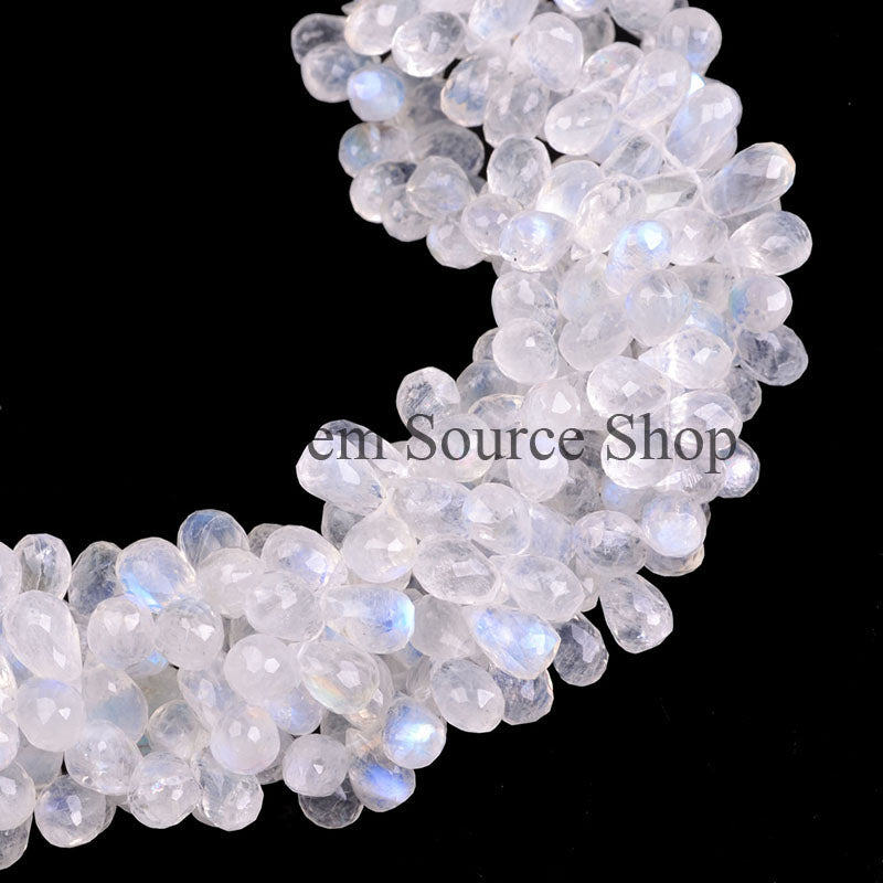 Natural Rainbow Moonstone Beads, Moonstone Drop Shape Beads, Side Drill Drop Beads, Wholesale Beads