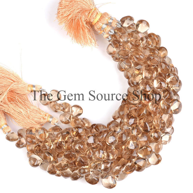 Champagne Citrine Beads, Smooth Twisted Heart Beads, Plain Citrine Beads, Citrine Sugar Loaf Beads