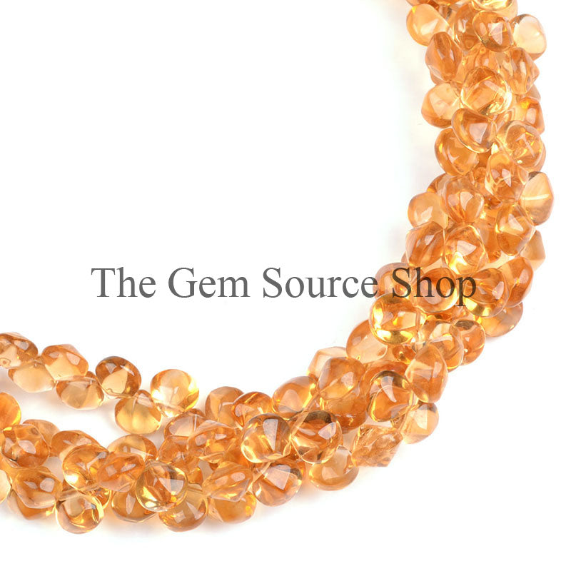 Citrine Twisted Beads, Citrine Smooth Heart Beads, Citrine Sugar Loaf Beads, Side Drill Heart Beads