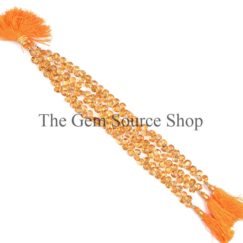 Citrine Twisted Beads, Citrine Smooth Heart Beads, Citrine Sugar Loaf Beads, Side Drill Heart Beads