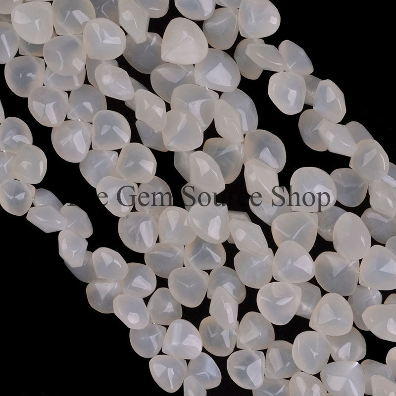 White Moonstone Smooth Beads, Twisted Heart Shape Beads, Plain Moonstone Beads, Wholesale Beads