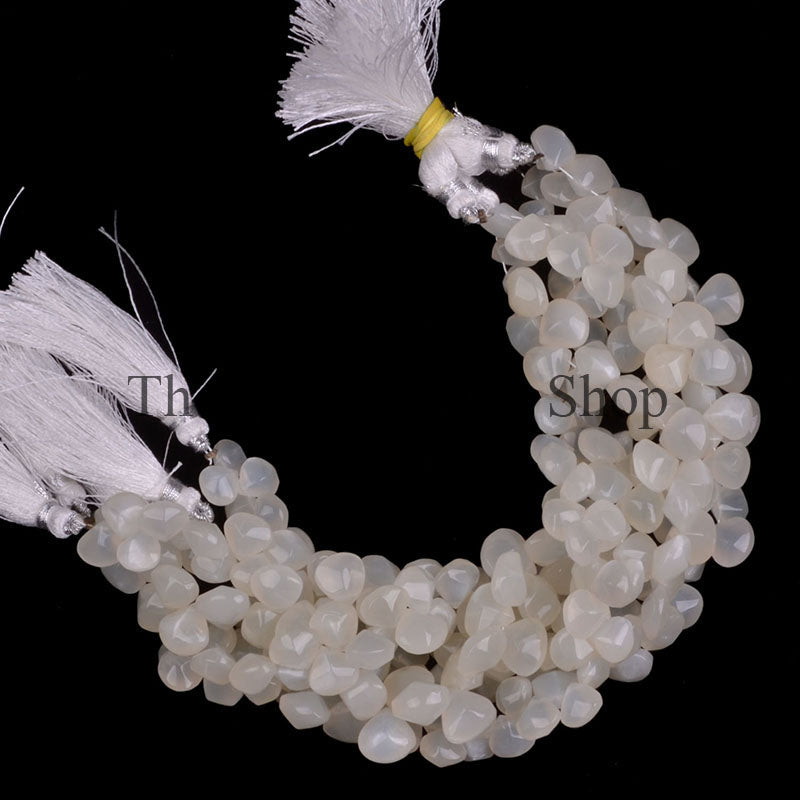 White Moonstone Twisted Heart Shape Smooth Beads, TGS-0601