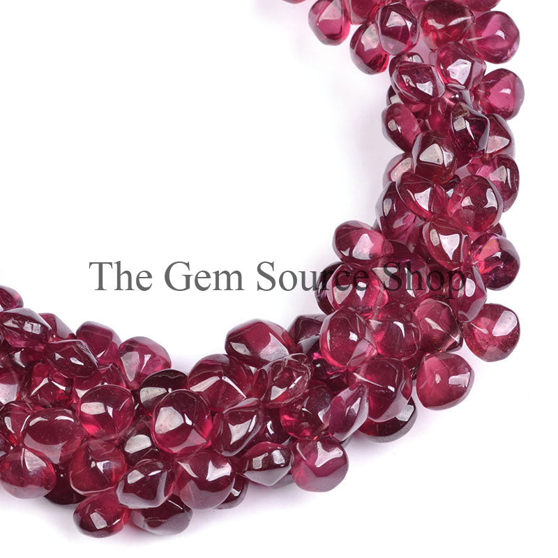 Rhodolite Garnet Smooth Heart Beads Side Drill Heart Beads, TGS-0603