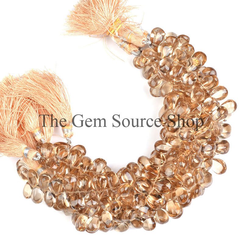 Champagne Citrine Twisted Pear Shape Smooth Loose Beads, TGS-0605