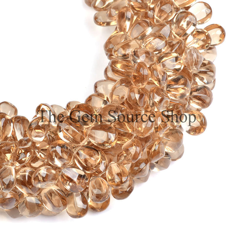 Champagne Citrine Twisted Pear Shape Smooth Loose Beads, TGS-0605