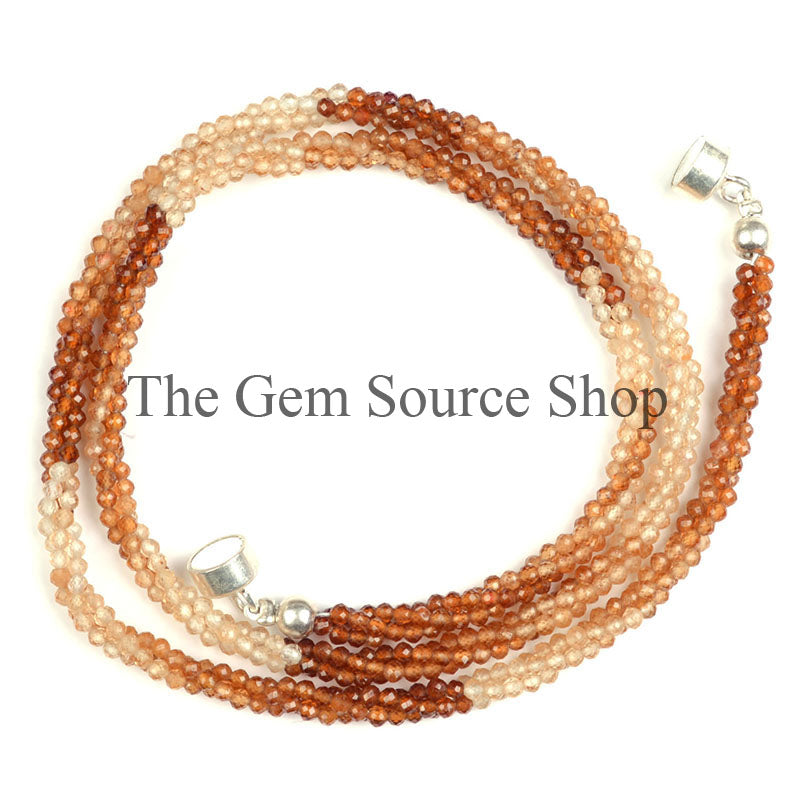 Hessonite Garnet Beads Necklace, Faceted Rondelle Beads Necklace, Garnet Gemstone Necklace
