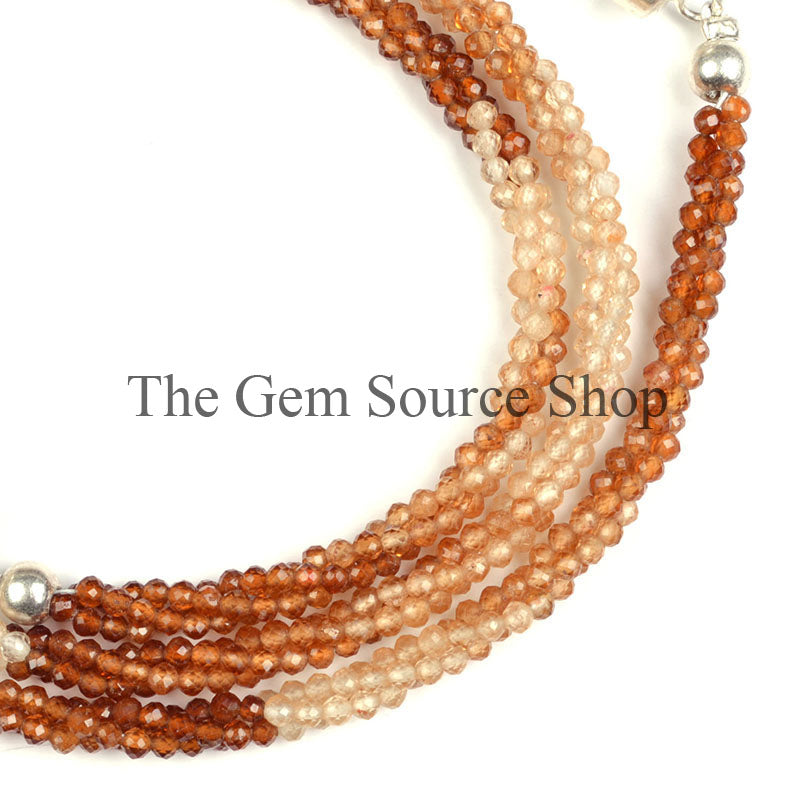 Hessonite Garnet Beads Necklace, Faceted Rondelle Beads Necklace, Garnet Gemstone Necklace