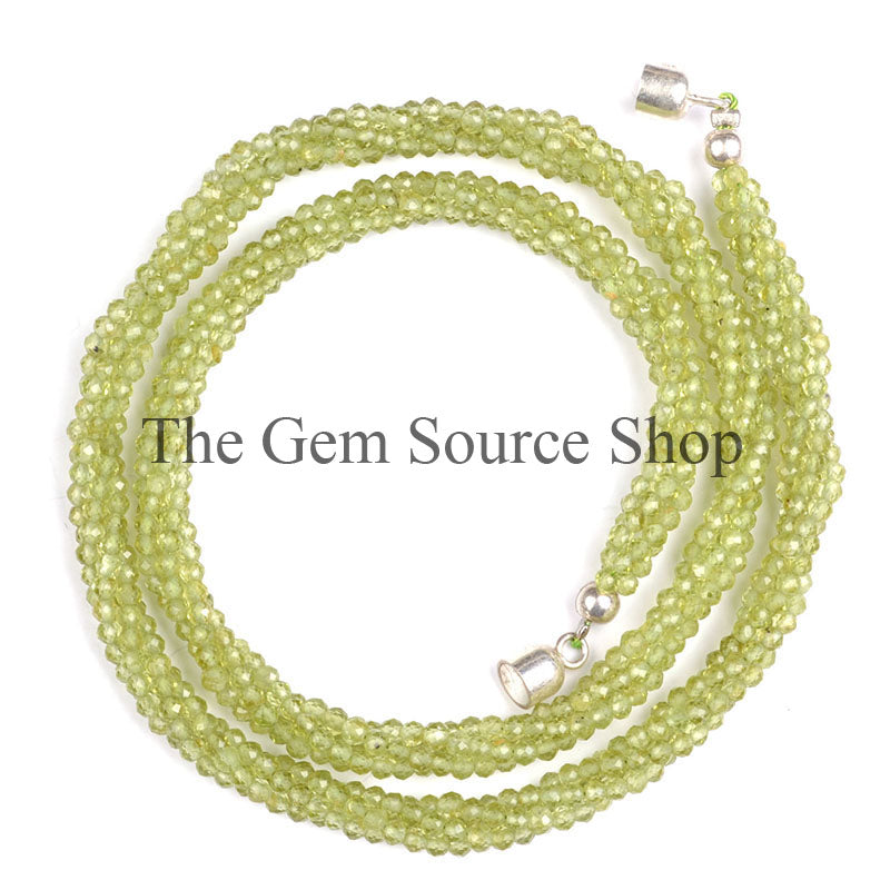 Peridot Faceted Rondelle Beaded Necklace, TGS-0616