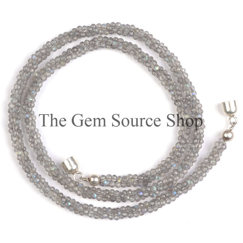 Labradorite Beads Necklace, Labradorite Faceted Beads Necklace, Rondelle Beads Necklace, Gemstone Jewelry