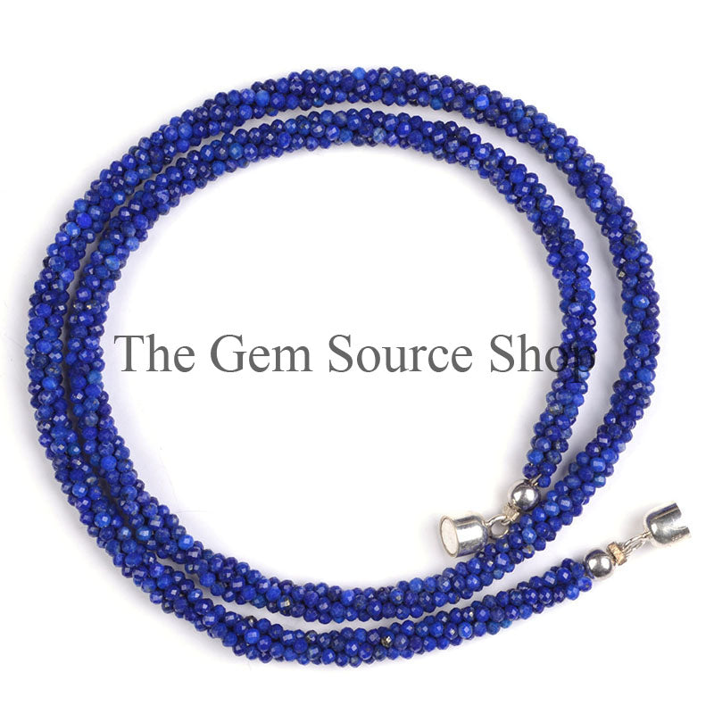 Lapis Faceted Rondelle Shape Rondelle Beads Necklace, TGS-0620