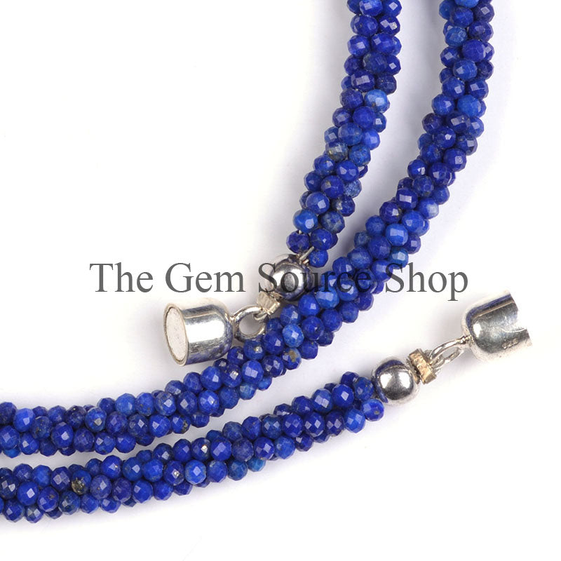 Lapis Faceted Rondelle Shape Necklace Lapis Rondelle Beads Necklace