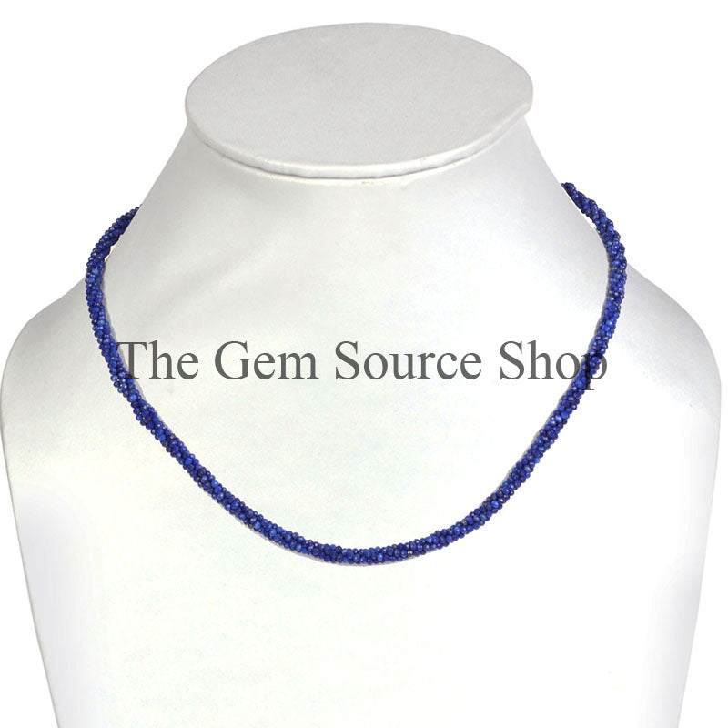 Lapis Faceted Rondelle Shape Rondelle Beads Necklace, TGS-0620