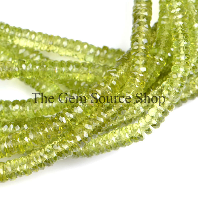 Peridot Faceted Tyre Shape Gemstone Beads, TGS-0623