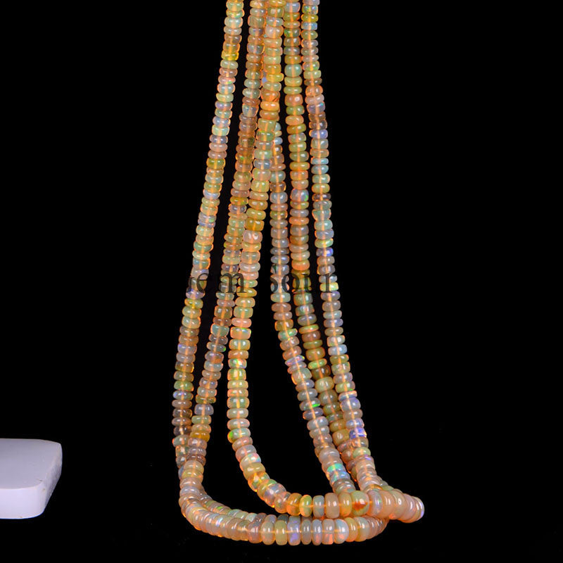 Natural Ethiopian Opal Gemstone Smooth Rondelle Beads, TGS-0627