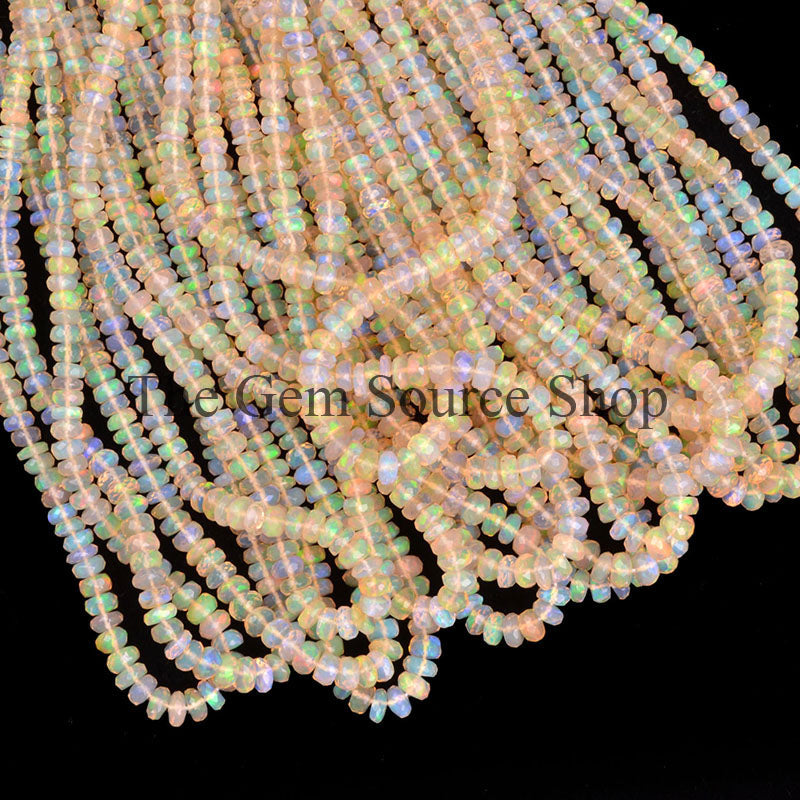 AAA Quality, Ethiopian Opal Beads, Faceted Rondelle Opal Beads, Opal Faceted Beads, Gemstone Beads