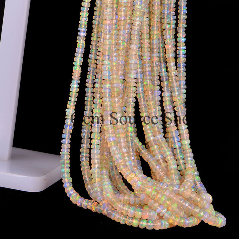 AAA Quality, Ethiopian Opal Beads, Faceted Rondelle Opal Beads, Opal Faceted Beads, Gemstone Beads