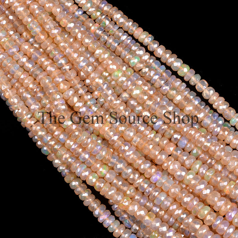 Natural Ethiopian Opal Beads, Opal Faceted Beads, Ethiopian Opal Coated Beads, Gemstone Beads