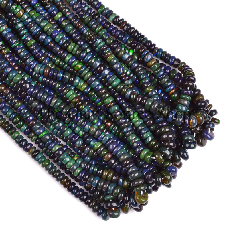 Black Opal Treated Beads, Smooth Black Opal Beads, Opal Rondelle Beads, Gemstone Beads