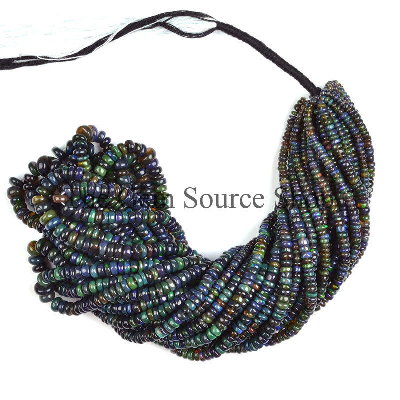 Black Opal Treated Beads, Smooth Black Opal Beads, Opal Rondelle Beads, Gemstone Beads