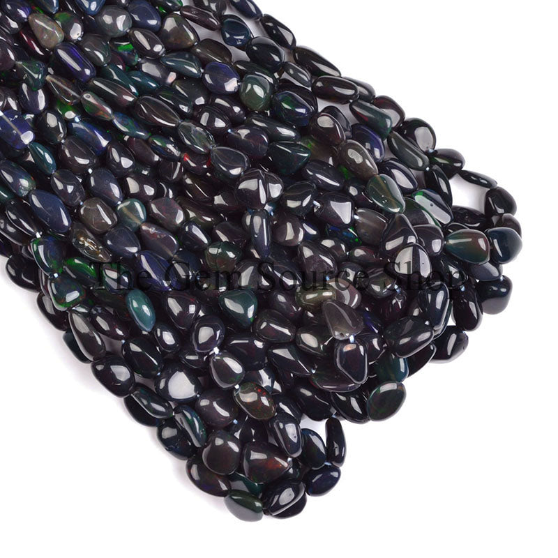Treated Black Opal Beads, Black Opal Smooth Nugget Beads, Plain Black Opal Beads, Beads For Jewelry
