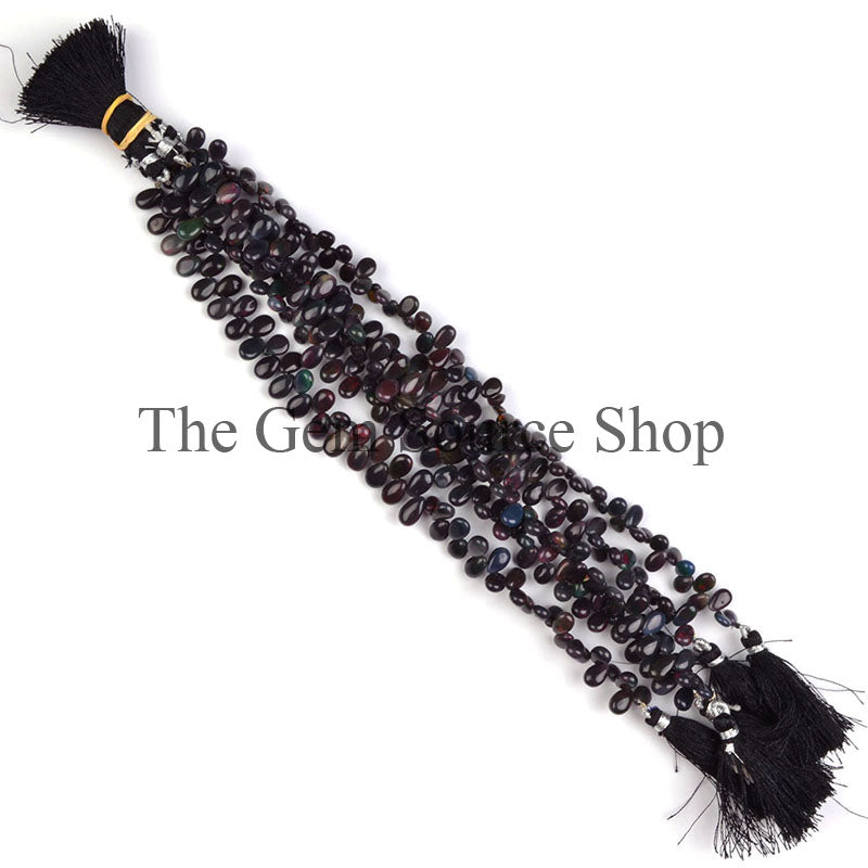 Black Opal Beads, Smooth Pear Shape Beads, Plain Black Opal Beads, Wholesale Gemstone Beads