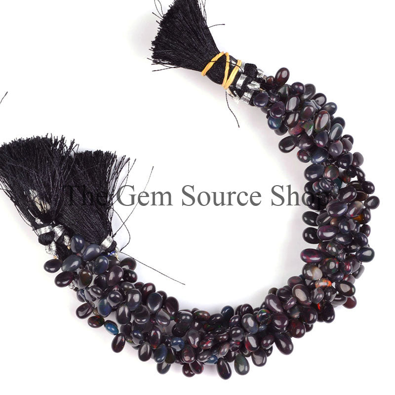 Black Opal Beads, Smooth Pear Shape Beads, Plain Black Opal Beads, Wholesale Gemstone Beads