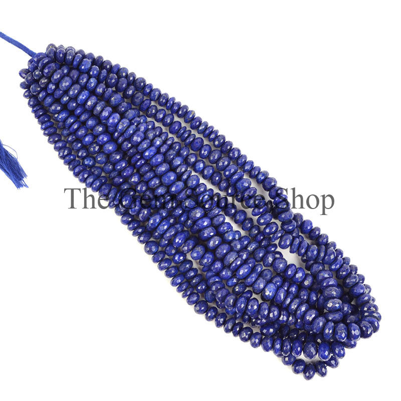 Lapis Lazuli Beads, Faceted Rondelle Beads, Lapis Lazuli Gemstone Beads, Lapis Briolette Beads