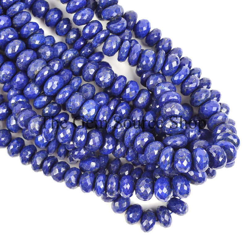 Lapis Lazuli Beads, Faceted Rondelle Beads, Lapis Lazuli Gemstone Beads, Lapis Briolette Beads